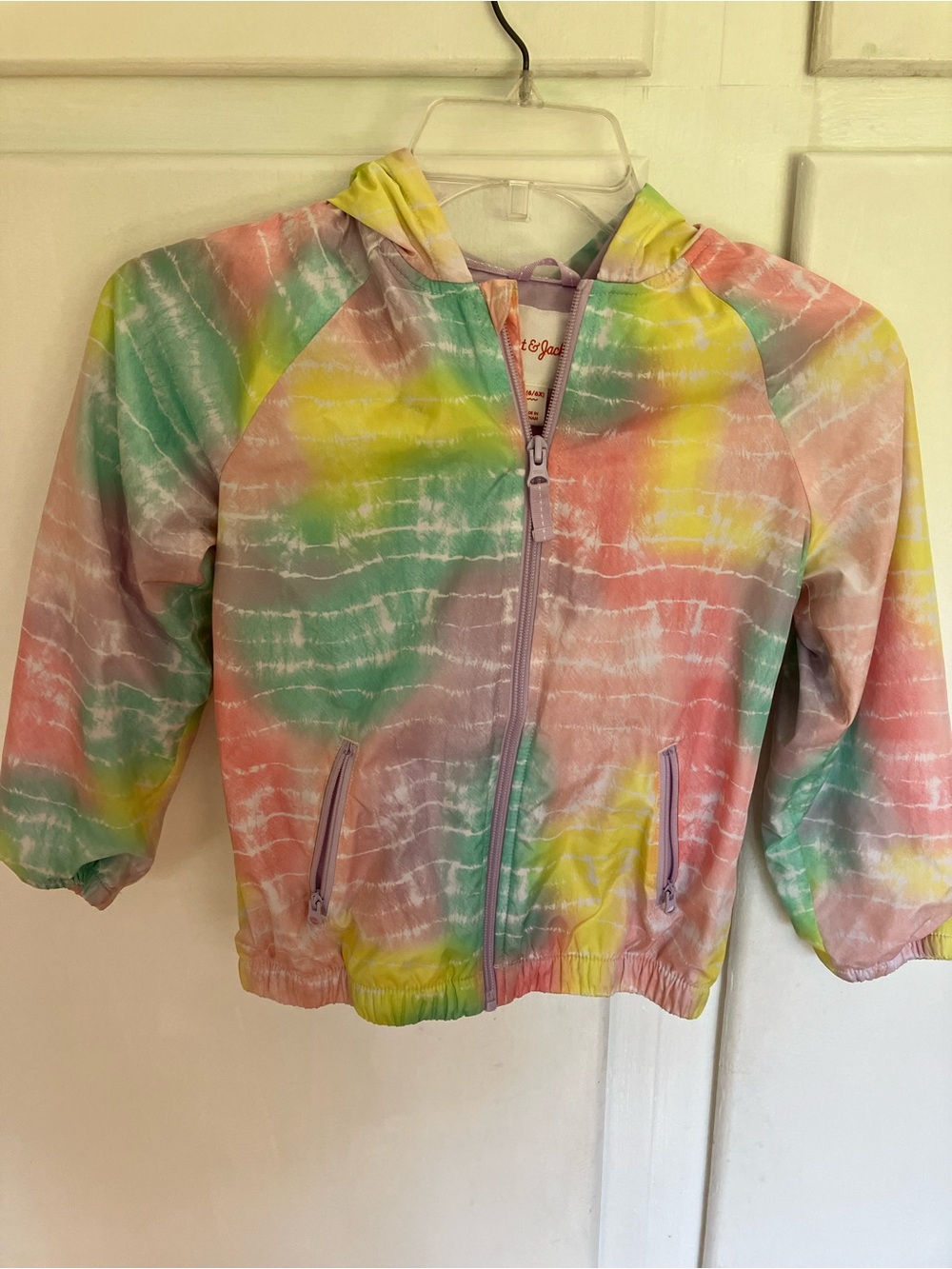 Cat & Jack Pastel Tie-Dye Zip Hoodie Jacket - Pink, Yellow, Green, Blue